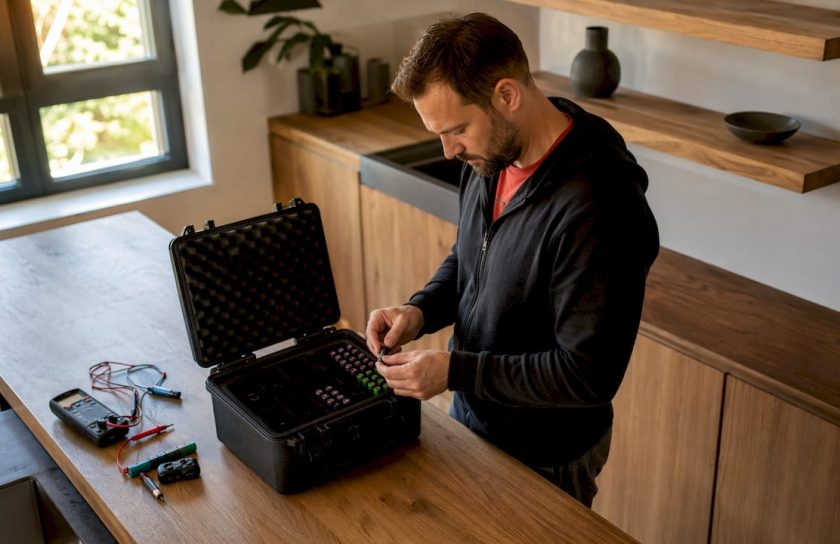 O Mann guarda as baterias do vaporizador de forma adequada e segura