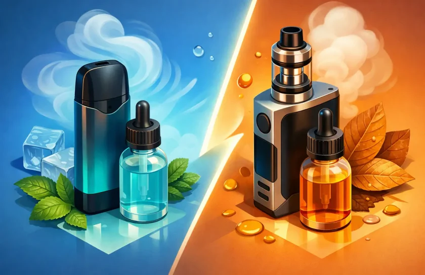 Sal de nicotina vs. nicotina em forma livre para vapers adultos