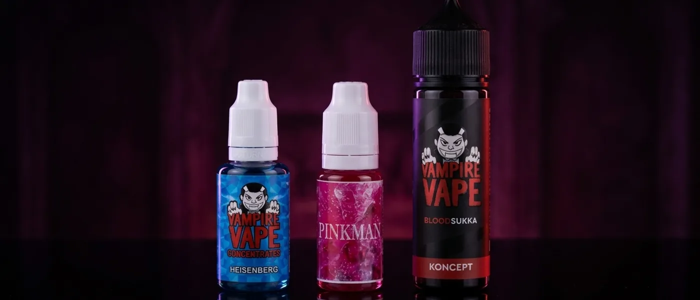 Бутилки „Vampire Vape“ с аромати „Heisenberg“, „Pinkman“ и „Blood Sukka“