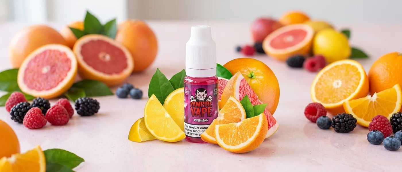 Концентрат „Pinkman“ от Vampire Vape с аромат на грейпфрут и горски плодове
