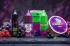 Grape Berry products surrounded by grapes, raspberries and blackcurrants