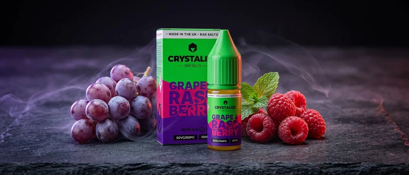 Grape and Raspberry e-liquid with grapes and raspberries