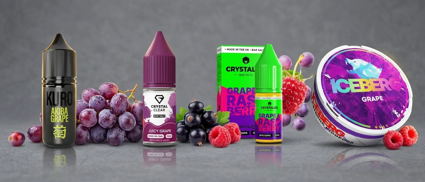 Grape and berry products from Crystal Clear, Kuro, Crystalize and Iceberg